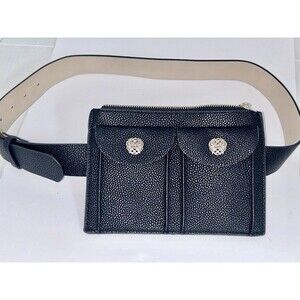 VINCE CAMUTO Black faux leather waist belt with bag Size Large